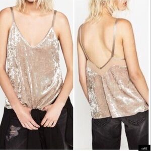 ZARA crushed velvet spaghetti strap size small champagne